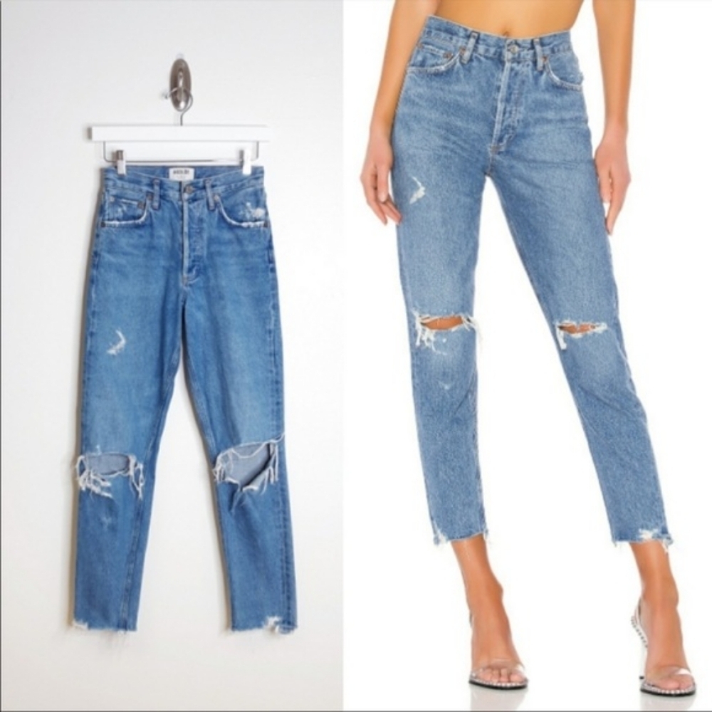 AGOLDE | Jamie High Rise Distressed Straight in Arrival
